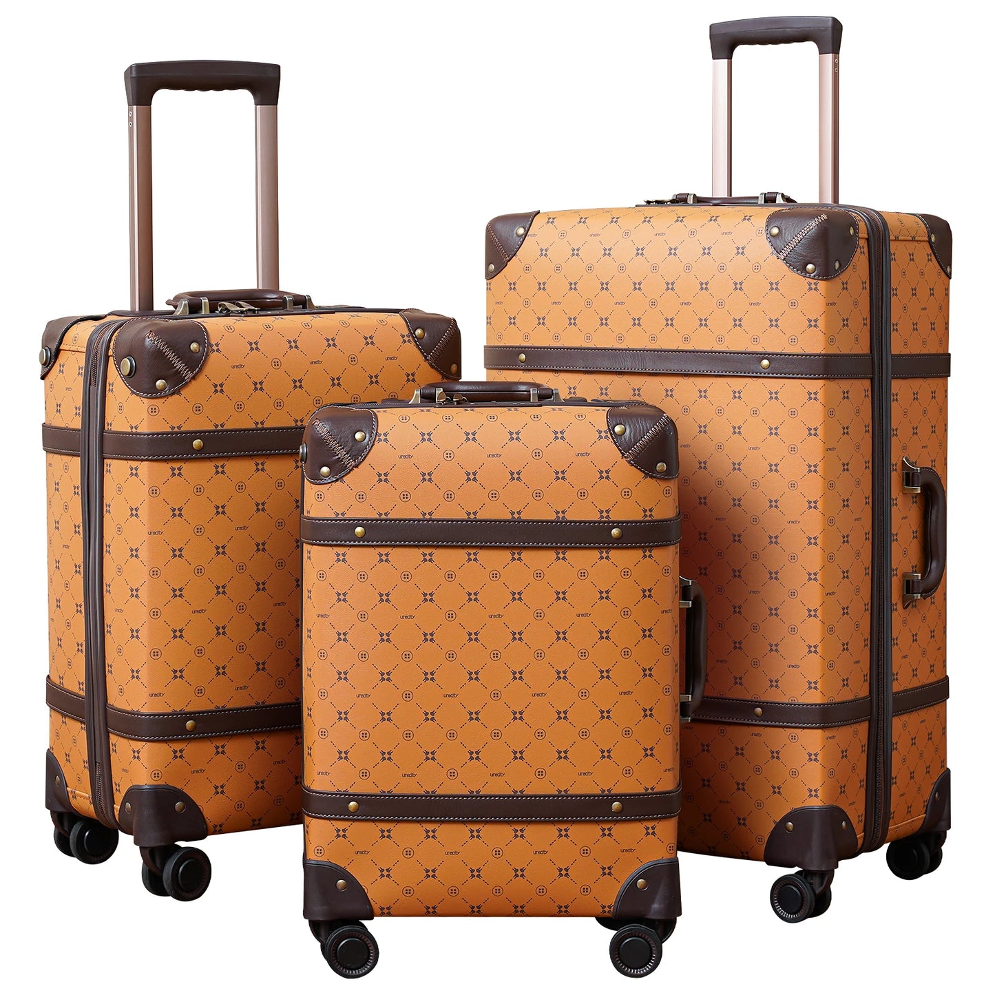 Urecity Vintage 3-Piece  Retro Trolley Bags Luggage Set,