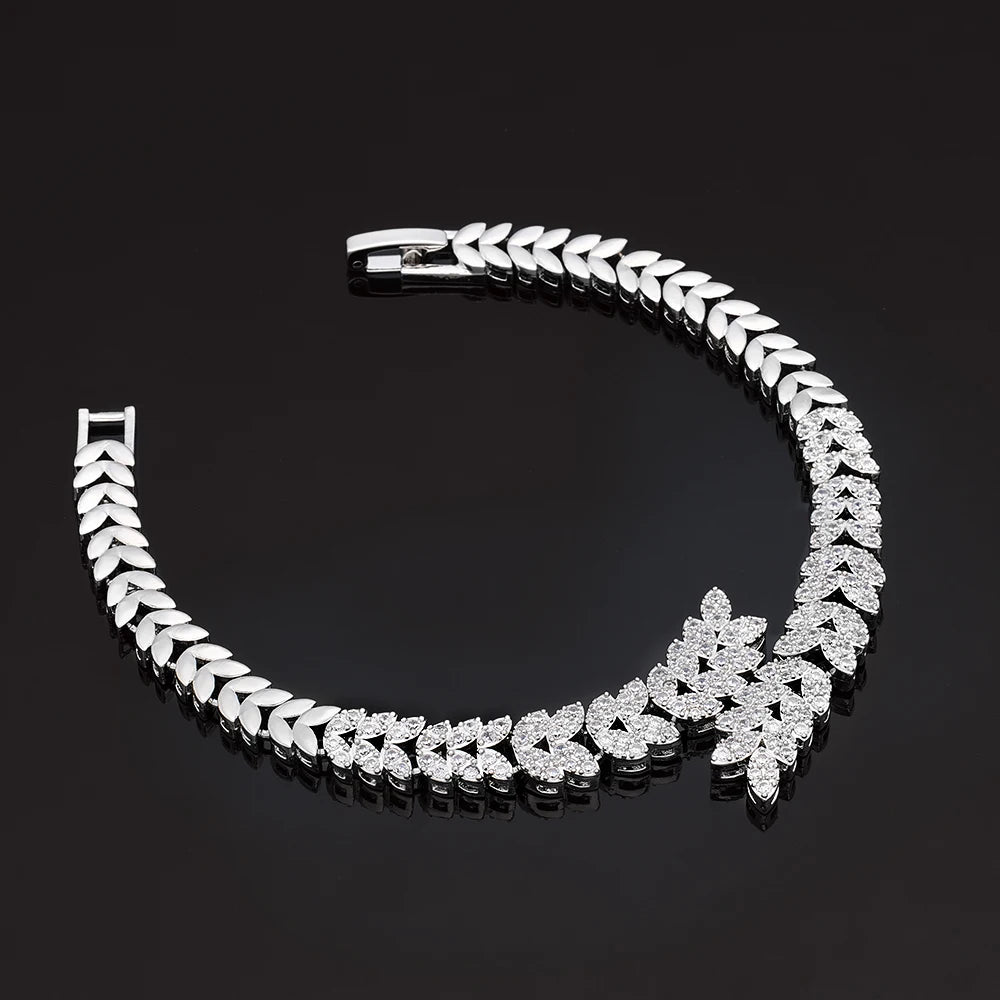 Zirconia Bridal Jewellery Collection Necklace 4 Pieces Set