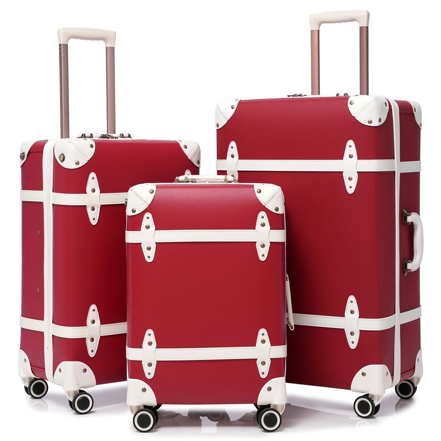 Urecity Vintage 3-Piece  Retro Trolley Bags Luggage Set,