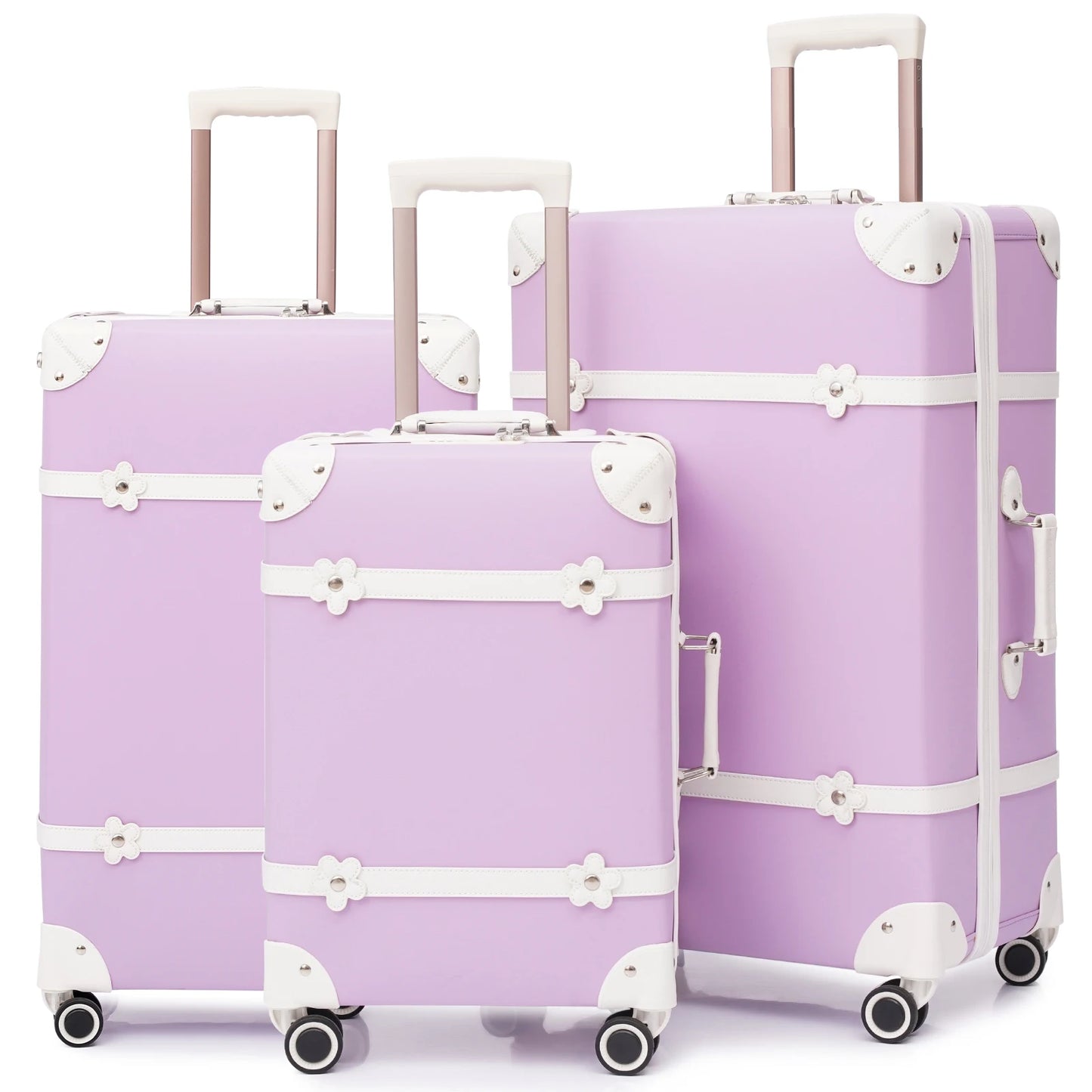 Urecity Vintage 3-Piece  Retro Trolley Bags Luggage Set,