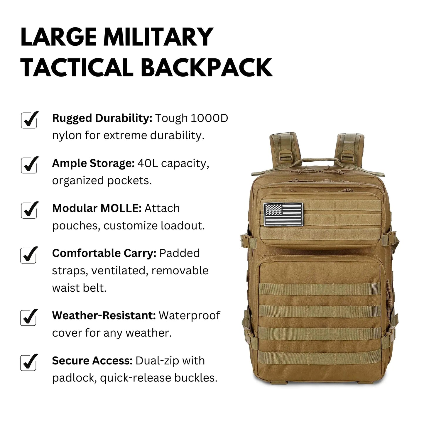 Large Military Tactical Backpack