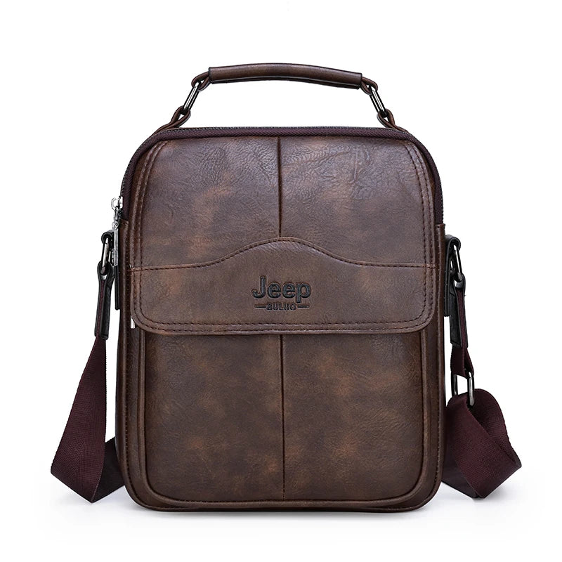 JEEP BULUO - Large Capacity Split Leather Messenger Bag