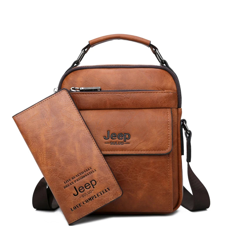 JEEP BULUO - Men's Premium Black Leather Messenger Bag – Stylish Business Tote for 2019