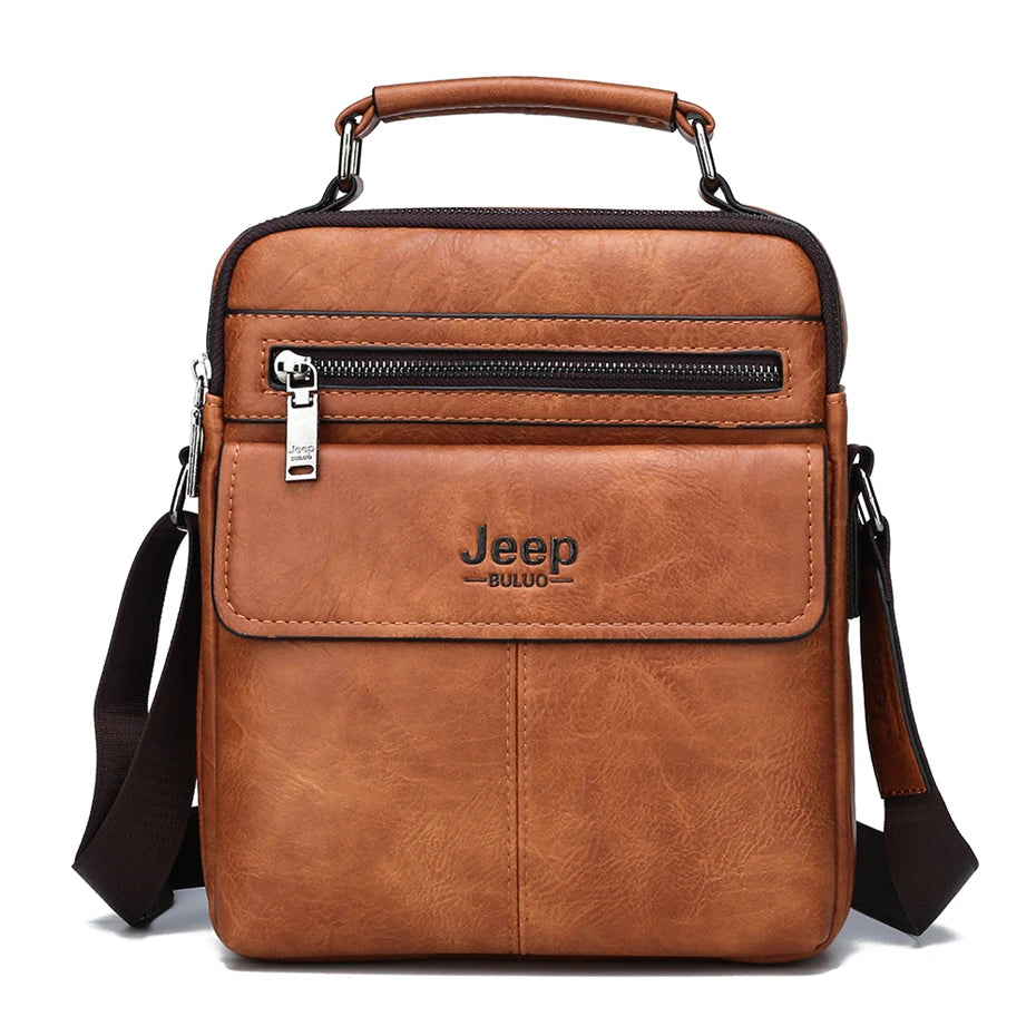 JEEP BULUO - Men's Premium Split Leather Crossbody Messenger Bag – Stylish & High-Quality Business Tote