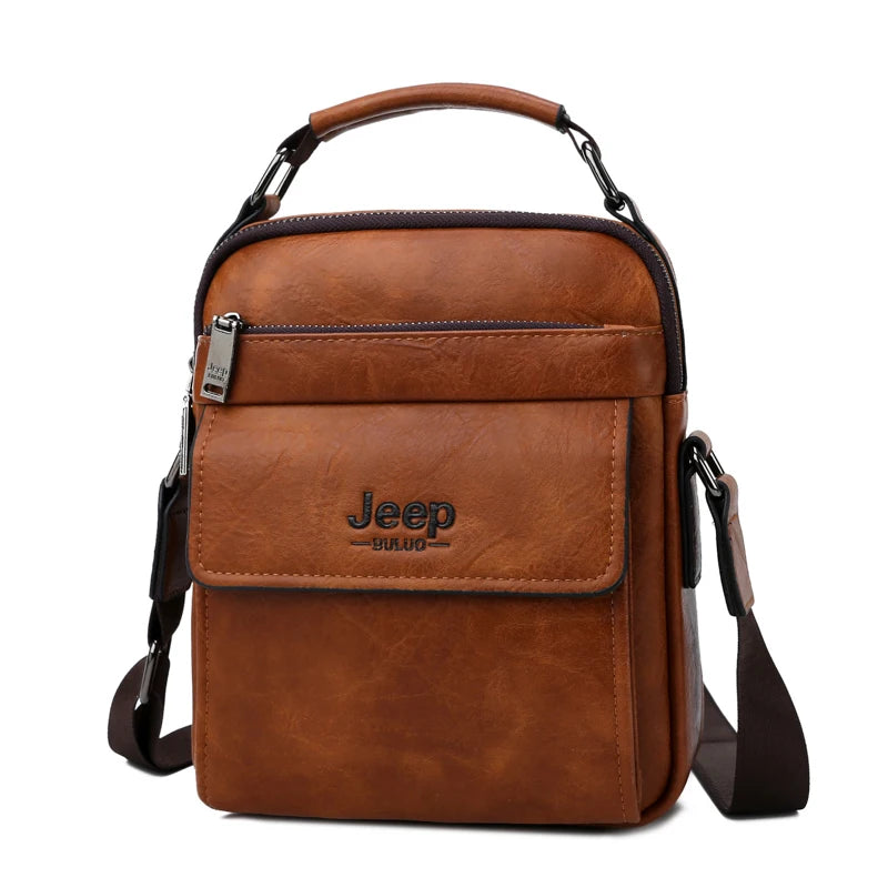 JEEP BULUO - Men's Premium Black Leather Messenger Bag – Stylish Business Tote for 2019