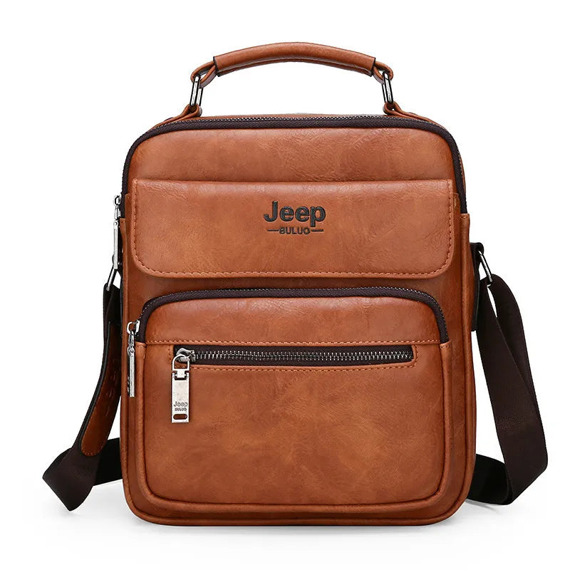 JEEP BULUO - Men's Large Leather Messenger Bag - Fits 9.7" iPad, Casual & Business