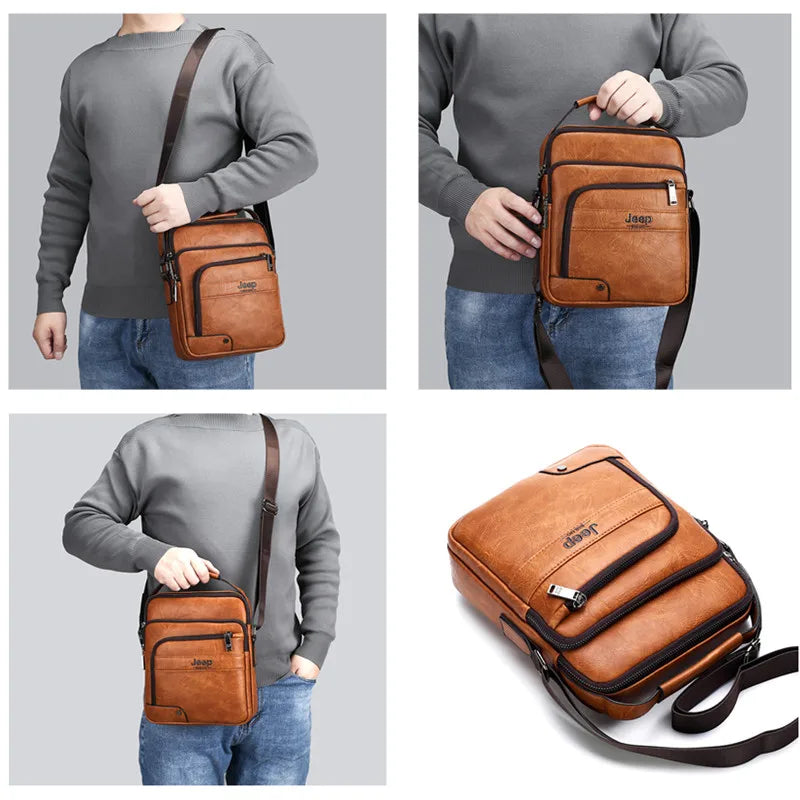 JEEP BULUO - Men's Premium Leather Crossbody Bag – Stylish & Spacious Messenger for Business