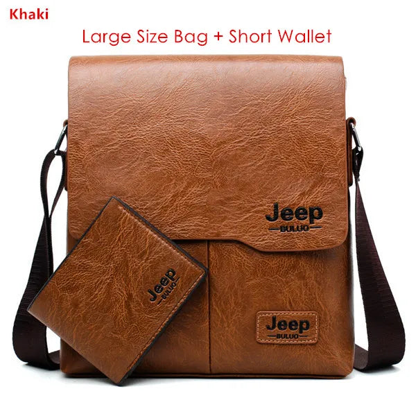 JEEP BULUO - Men's 2PC Leather Messenger Shoulder Bags Set