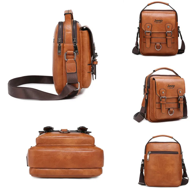 JEEP BULUO - Men's Multifunction Leather Business Shoulder Bag