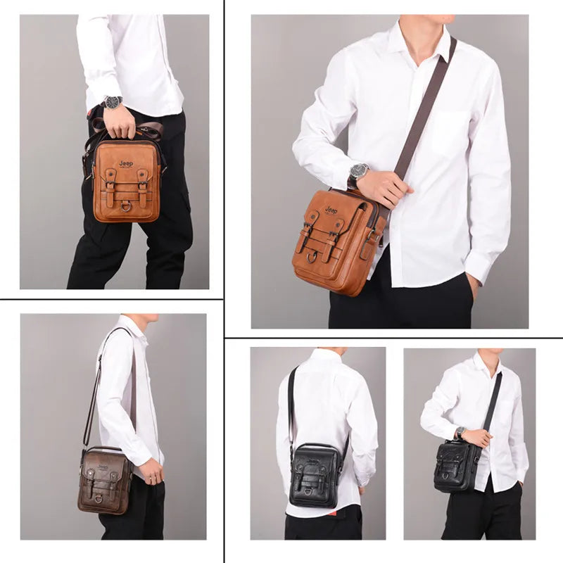 JEEP BULUO - Men's Multifunction Leather Business Shoulder Bag