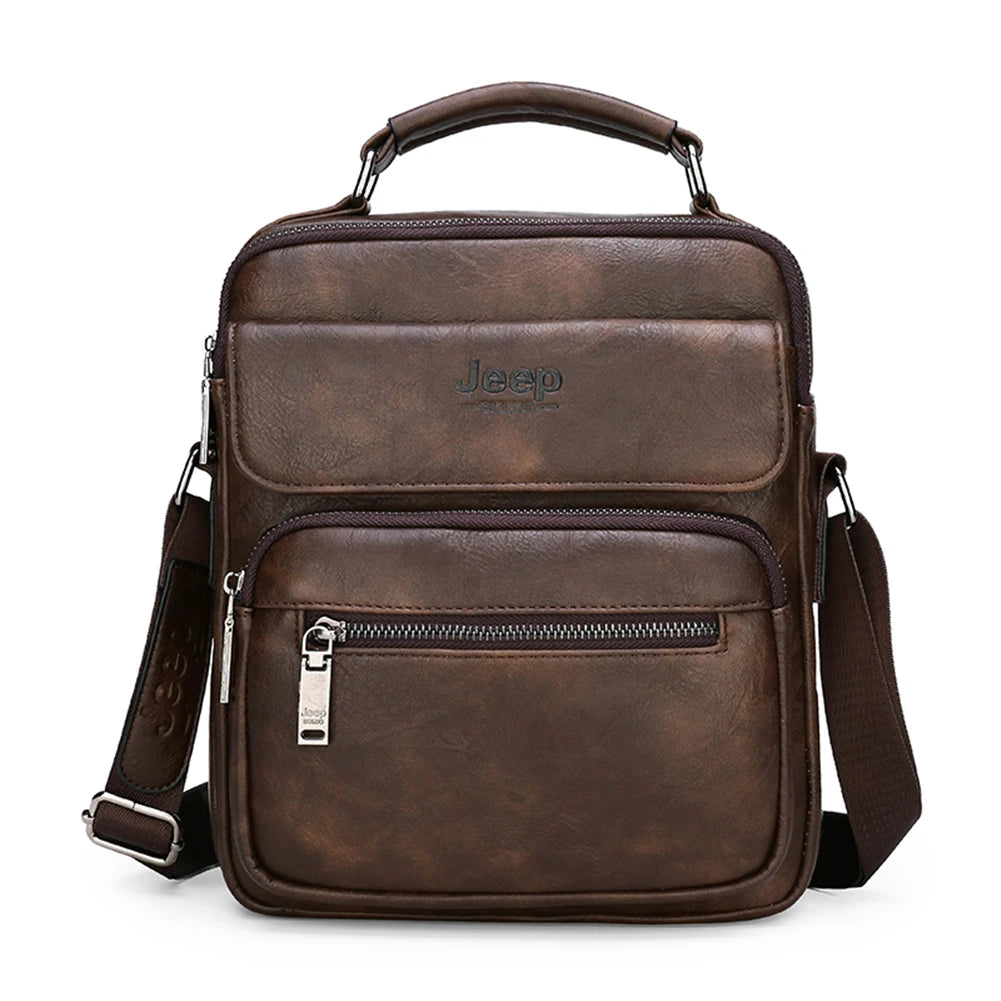 JEEP BULUO - Men's Large Leather Messenger Bag - Fits 9.7" iPad, Casual & Business