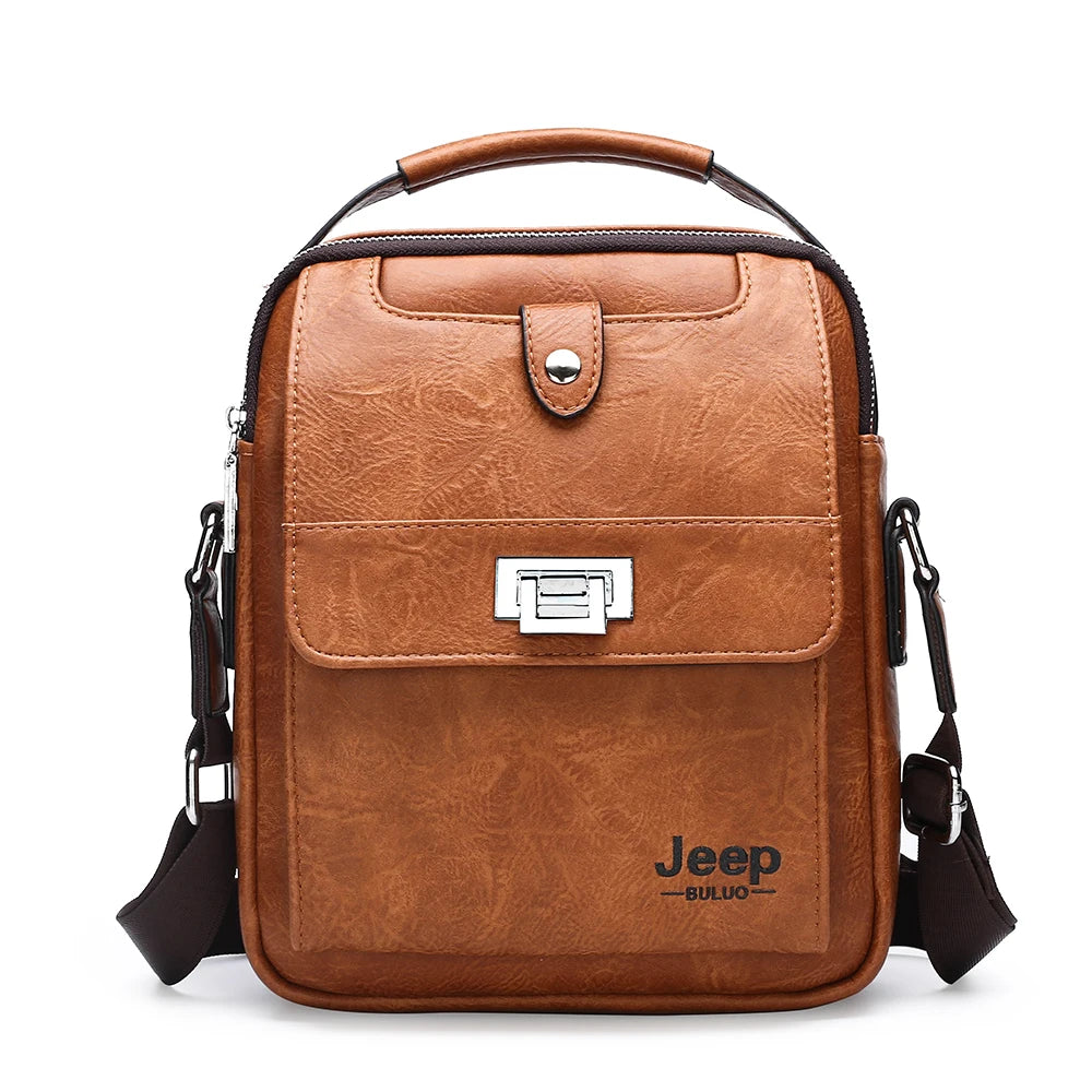 JEEP BULUO - Men's Trendy Split Leather Crossbody Business Satchel