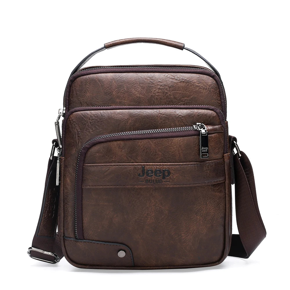 JEEP BULUO - Men's Premium Leather Crossbody Bag – Stylish & Spacious Messenger for Business