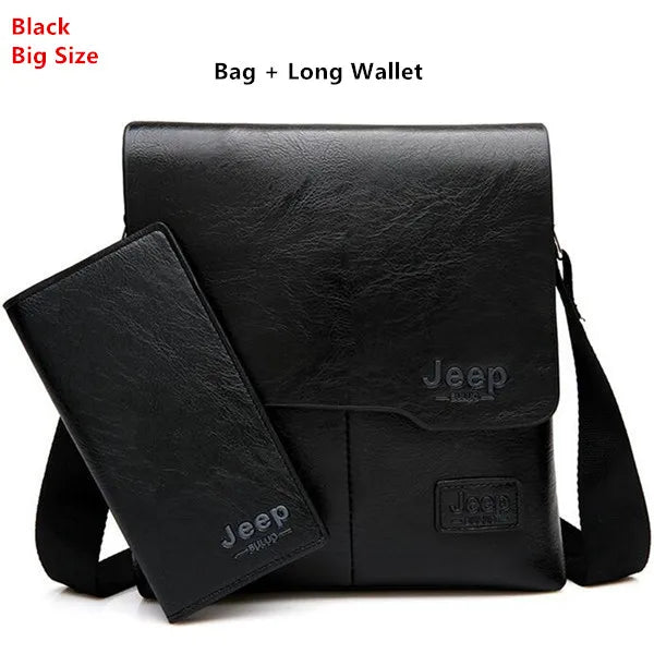 JEEP BULUO - Men's 2PC Leather Messenger Shoulder Bags Set