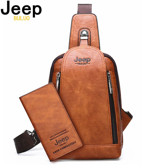 JEEP BULUO - Men's Large Capacity Leather Crossbody Bag