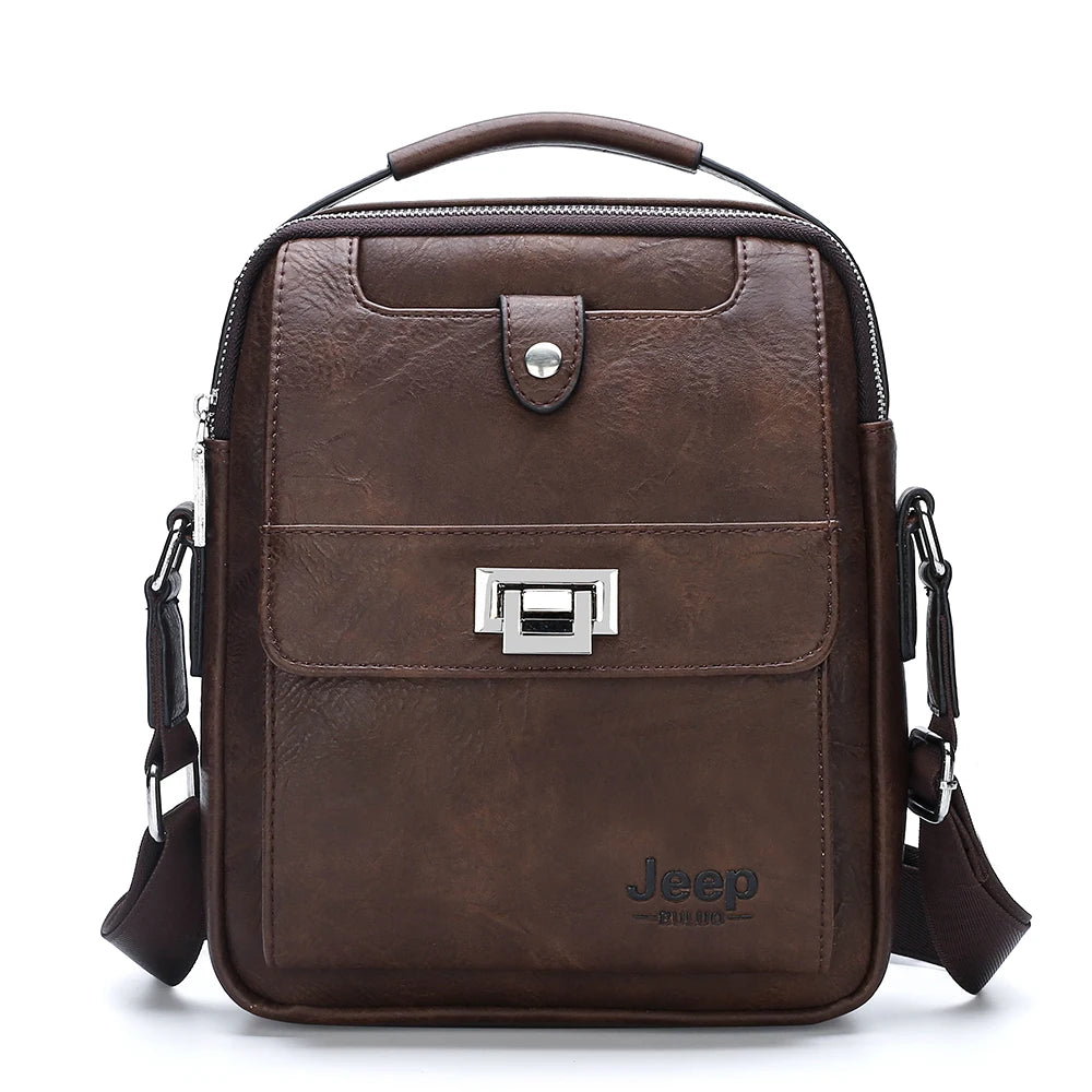 JEEP BULUO - Men's Trendy Split Leather Crossbody Business Satchel