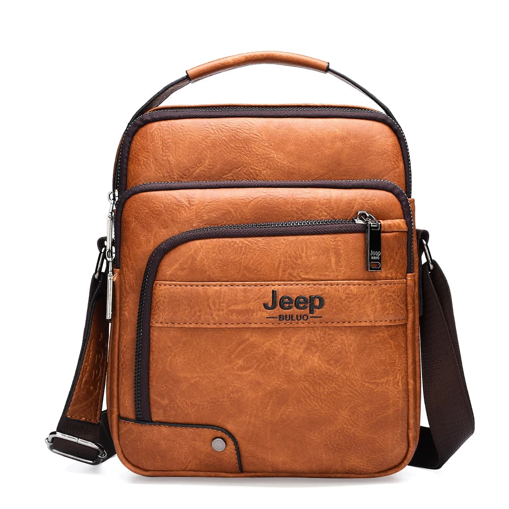 JEEP BULUO - Men's Premium Leather Crossbody Bag – Stylish & Spacious Messenger for Business