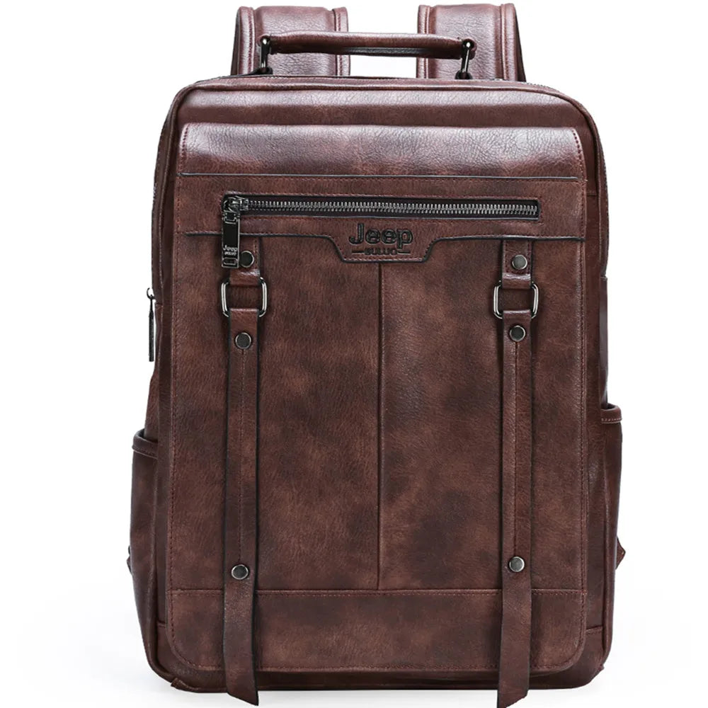 JEEP BULUO - Men’s Casual Laptop Backpack – High Capacity Split Leather