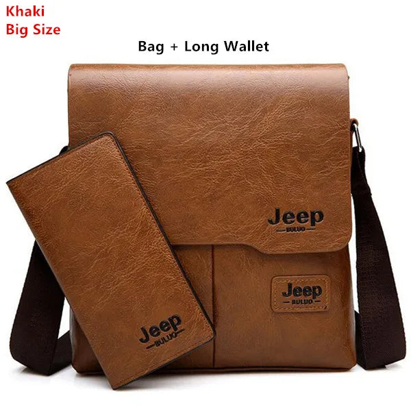 JEEP BULUO - Men's 2PC Leather Messenger Shoulder Bags Set