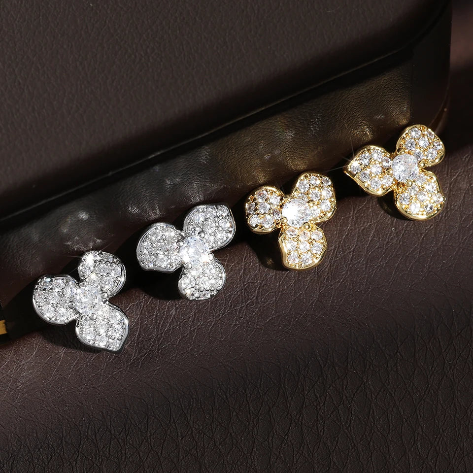 RAKOL Exquisite Copper-set Zircon Flower Stud Earrings for Women