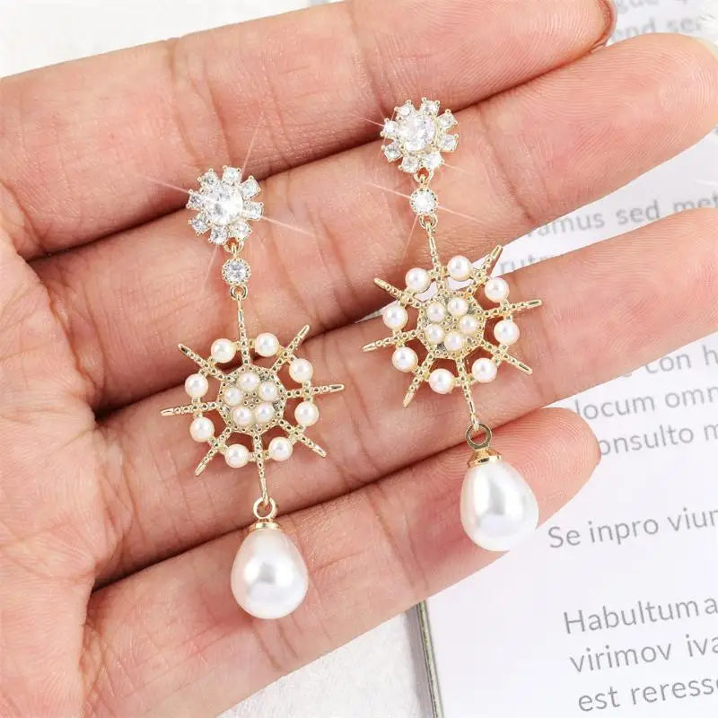 RAKOL Retro Water Drop Pearl Zircon Dangle Earrings for Women