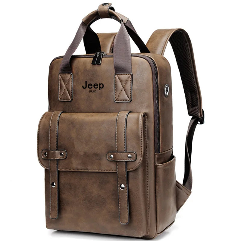 JEEP BULUO - Waterproof 14'' Laptop Backpack – Casual, Travel, Vintage Leather