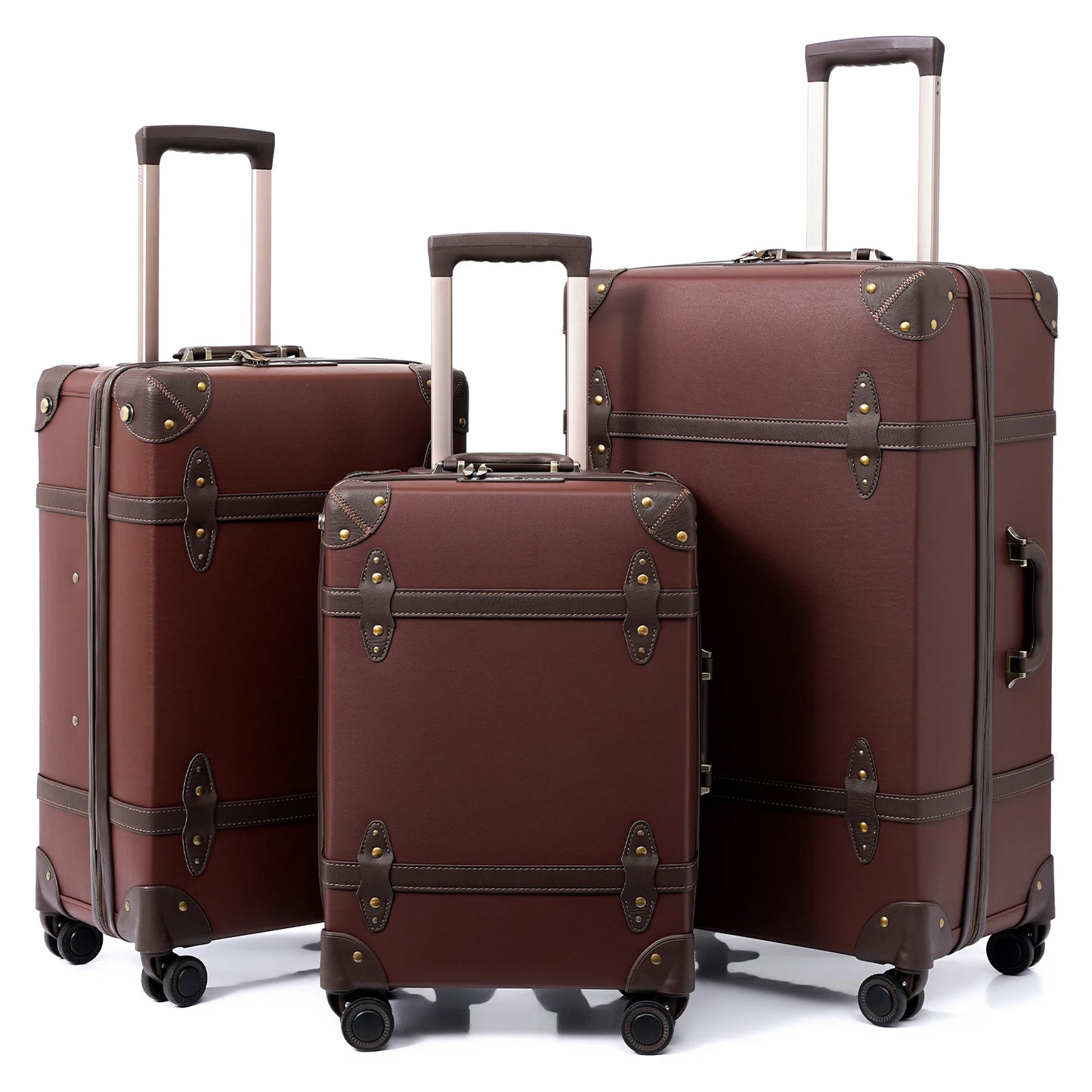 Urecity Vintage 3-Piece  Retro Trolley Bags Luggage Set,