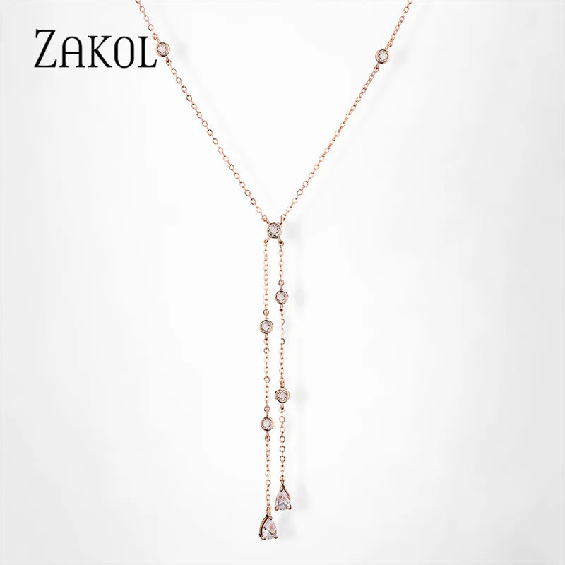 ZAKOL Double Layer CZ Choker Necklace – Trendy Jewelry for Women