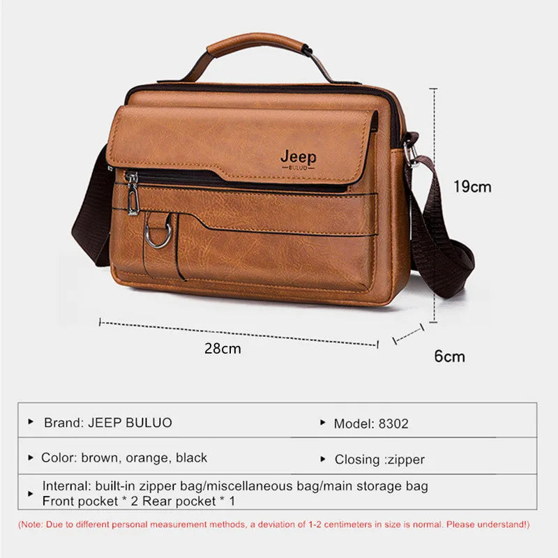 JEEP BULUO - Men's Fashion PU Leather Business Messenger Bag