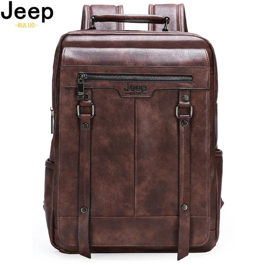 JEEP BULUO - Men’s Casual Laptop Backpack – High Capacity Split Leather