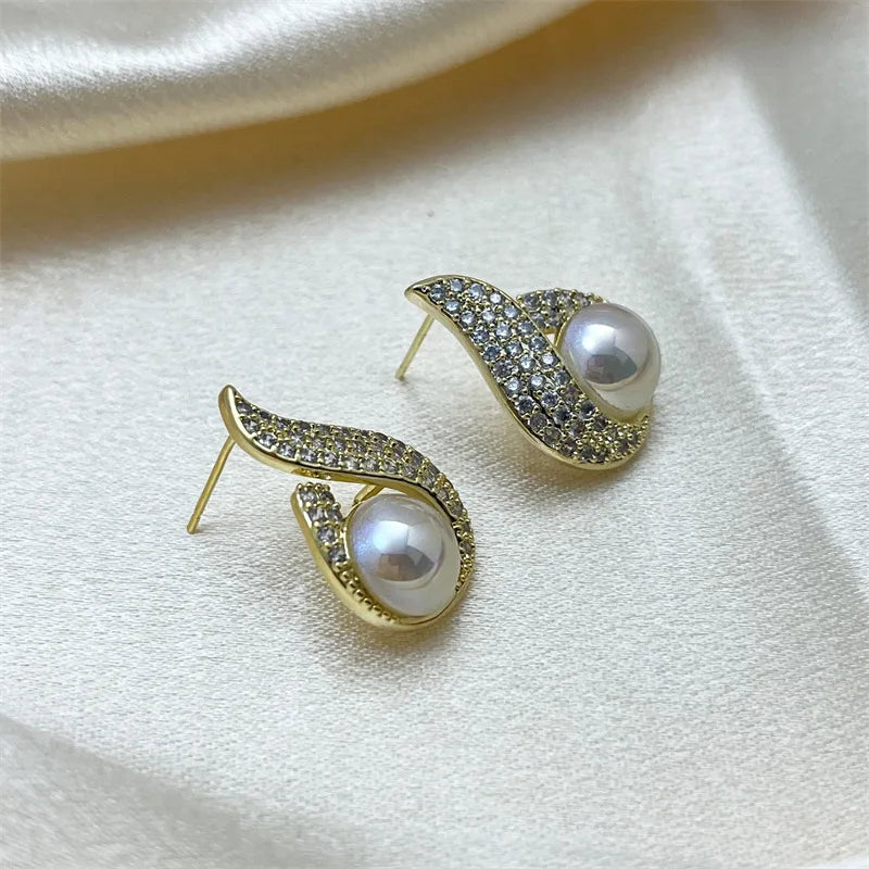 Elegant Pearl Waterdrop Stud Earrings for Women