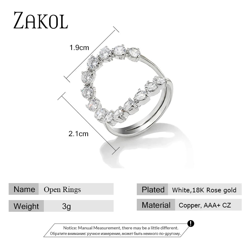 ZAKOL  Open Ring for Women Wedding Jewelry