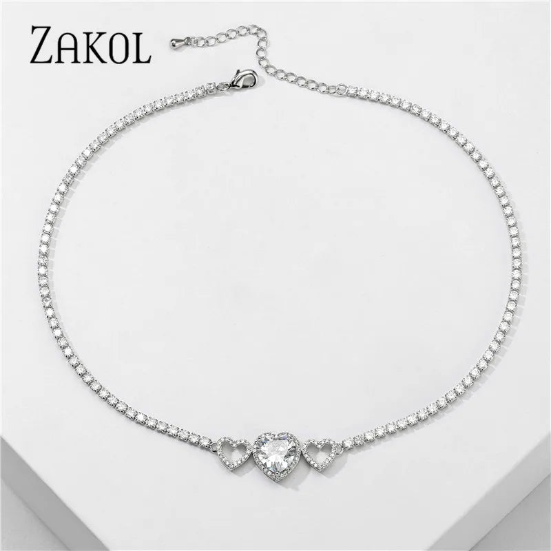 ZAKOL - Rectangle CZ Choker – Trendy Beach & Party Necklace for Women