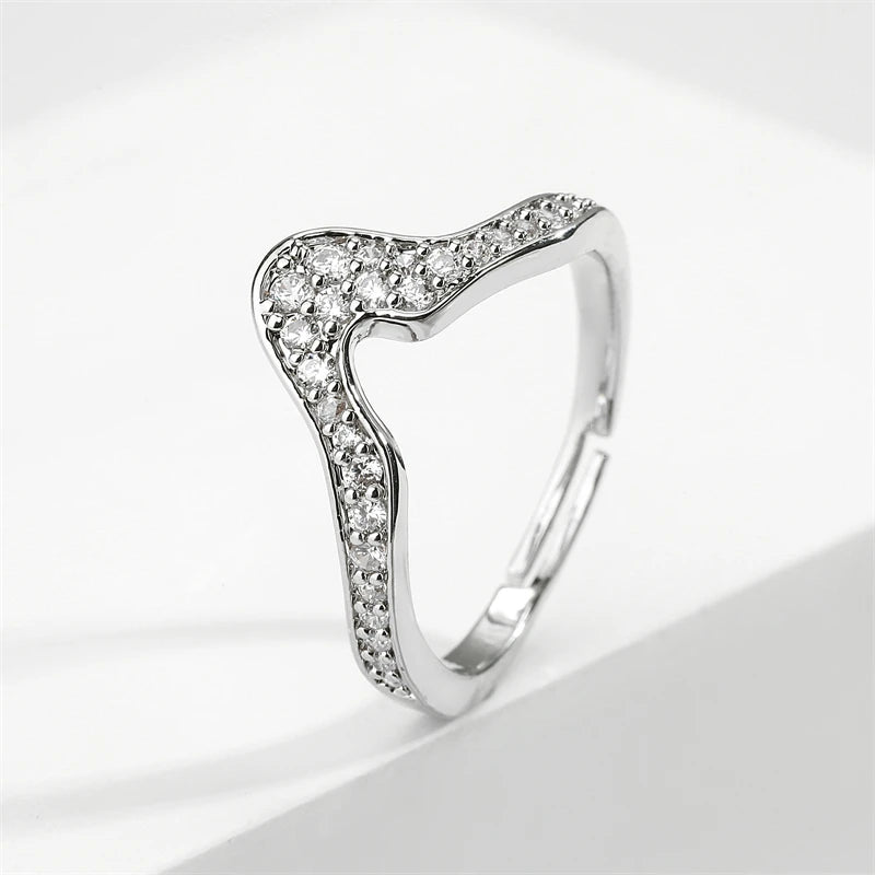 ZAKOL Trendy Irregular Micro Zircon Open Rings