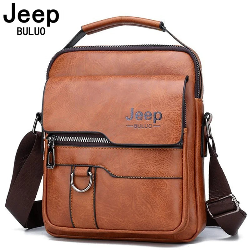 JEEP BULUO - Men's Large Capacity Leather Sling Bag