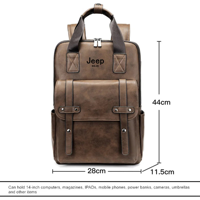 JEEP BULUO - Waterproof 14'' Laptop Backpack – Casual, Travel, Vintage Leather