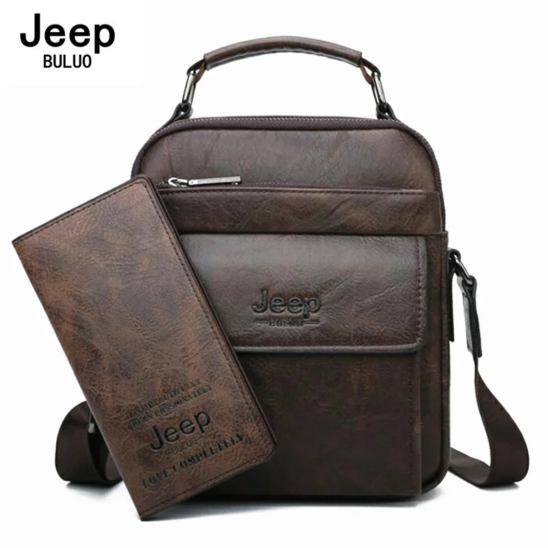 JEEP BULUO - Men's Premium Black Leather Messenger Bag – Stylish Business Tote for 2019