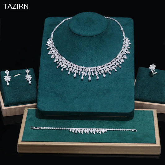 TAZIRN 5A Cubic Zirconia 2/4PCS Jewelry Set for Women Wedding Party Luxury Gift