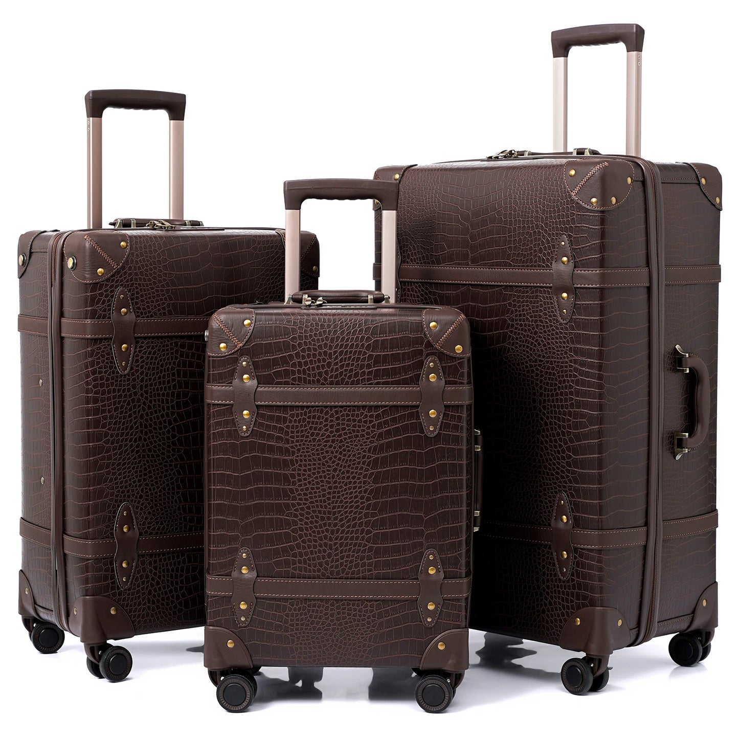 Urecity Vintage 3-Piece  Retro Trolley Bags Luggage Set,