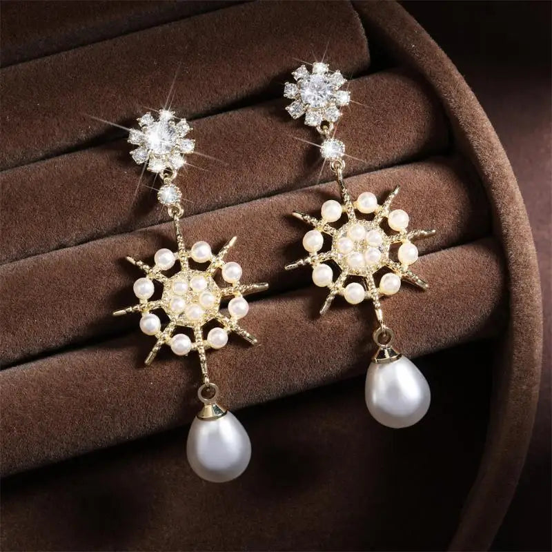 RAKOL Retro Water Drop Pearl Zircon Dangle Earrings for Women