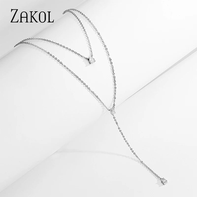 ZAKOL Double Layer CZ Choker Necklace – Trendy Jewelry for Women