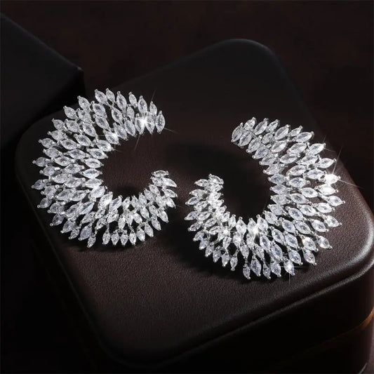 RAKOL Luxurious Geometric Zircon Earrings for Women - Trendy Party Jewelry Gift