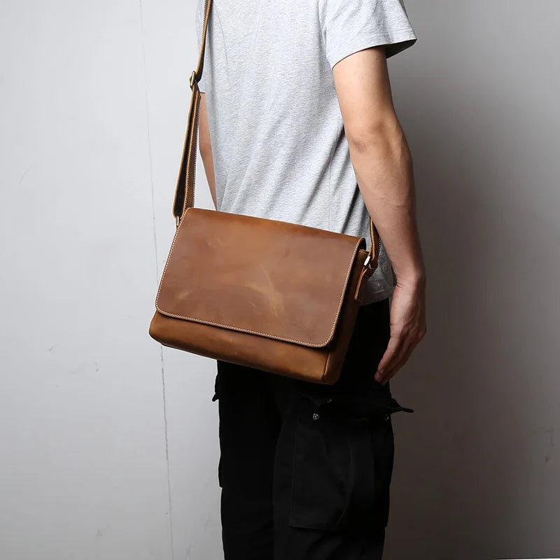 Retro Mad Horse Leather Men's Shoulder Messenger Bag