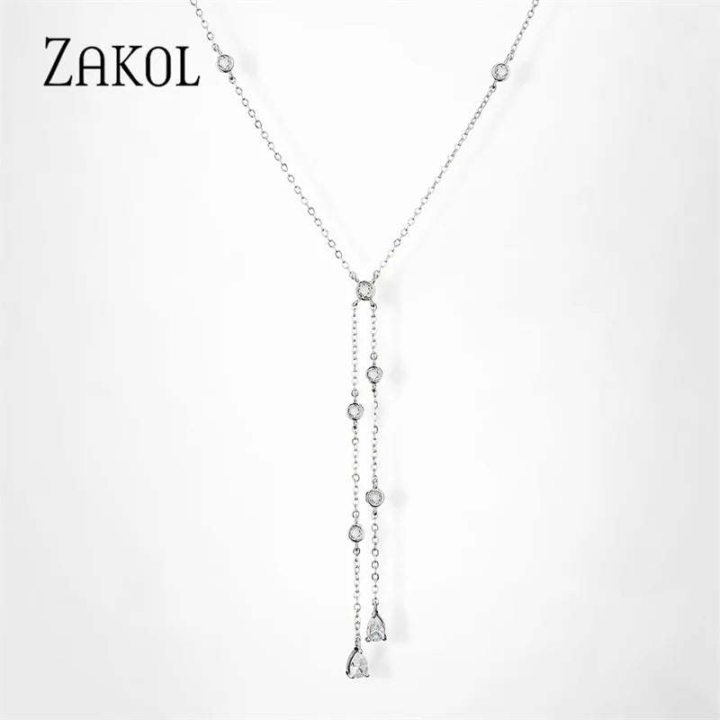 ZAKOL Double Layer CZ Choker Necklace – Trendy Jewelry for Women