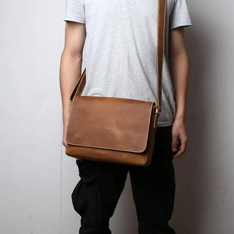 Retro Mad Horse Leather Men's Shoulder Messenger Bag