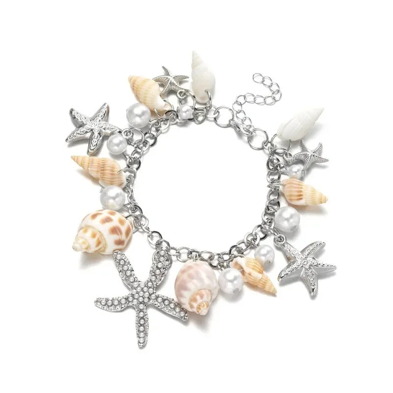 Starfish & Shell Pearl Bracelet