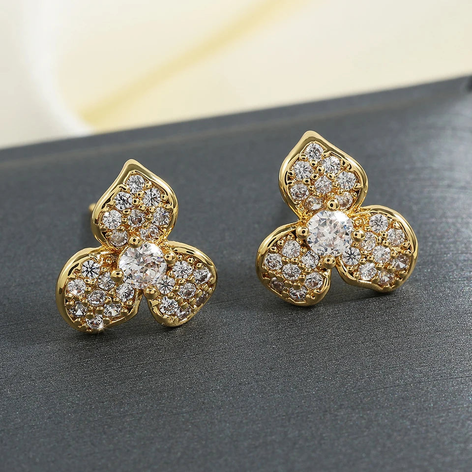 RAKOL Exquisite Copper-set Zircon Flower Stud Earrings for Women