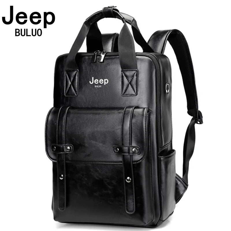 JEEP BULUO - Waterproof 14'' Laptop Backpack – Casual, Travel, Vintage Leather