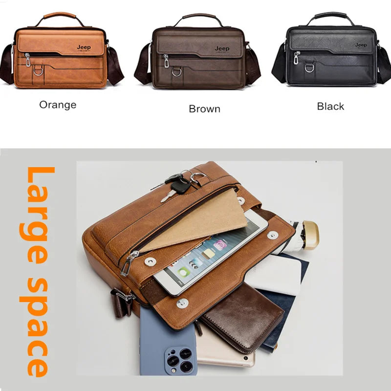 JEEP BULUO - Men's Fashion PU Leather Business Messenger Bag