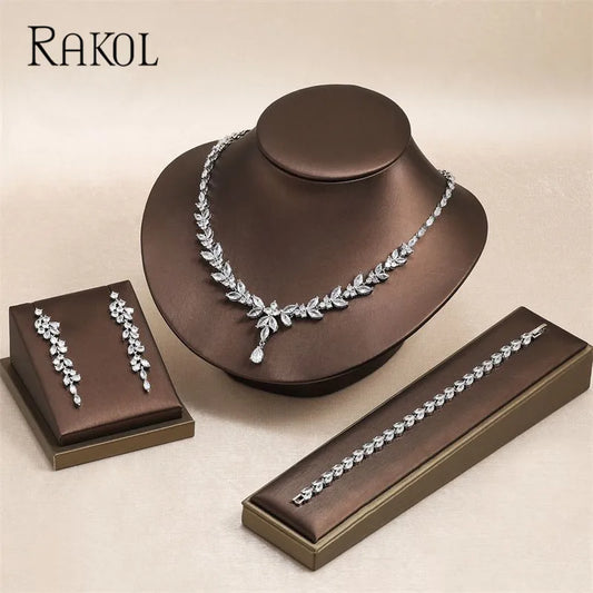 RAKOL - Water Drop Zirconia Bridal Jewelry 3PCS Set